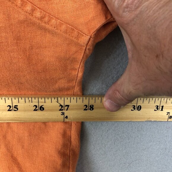 Pla Net Shirt Womens One Size Orange 100% Linen Crop Top Lagenlook  Coastal - Picture 5 of 16